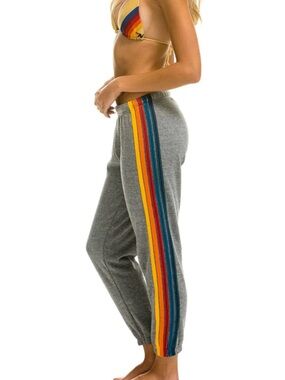 Aviator nation-5 STRIPE SWEATPANTS - HEATHER GREY